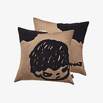 Hirono Portrait Brown Pillow