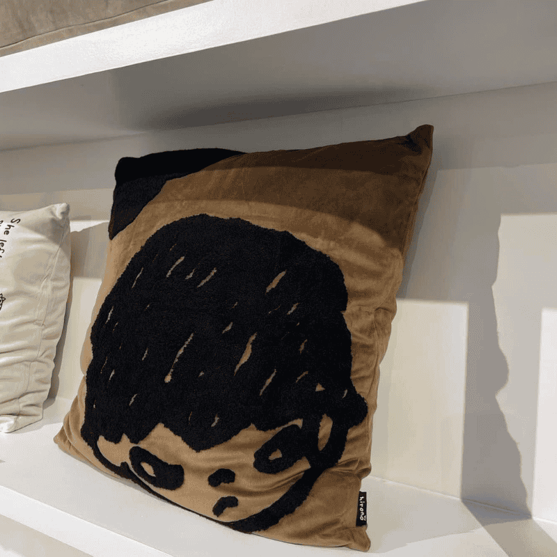 Hirono Portrait Brown Pillow - Image 2